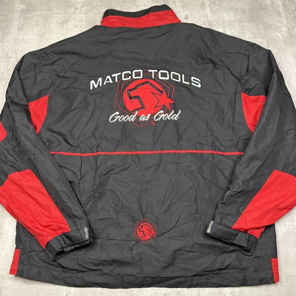 Matco Tools Jacket Mens L Black Red Full Zip Lined Windbreaker Good As Gold